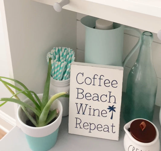 Handmade Coastal Signs for Beach and Coffee Lovers