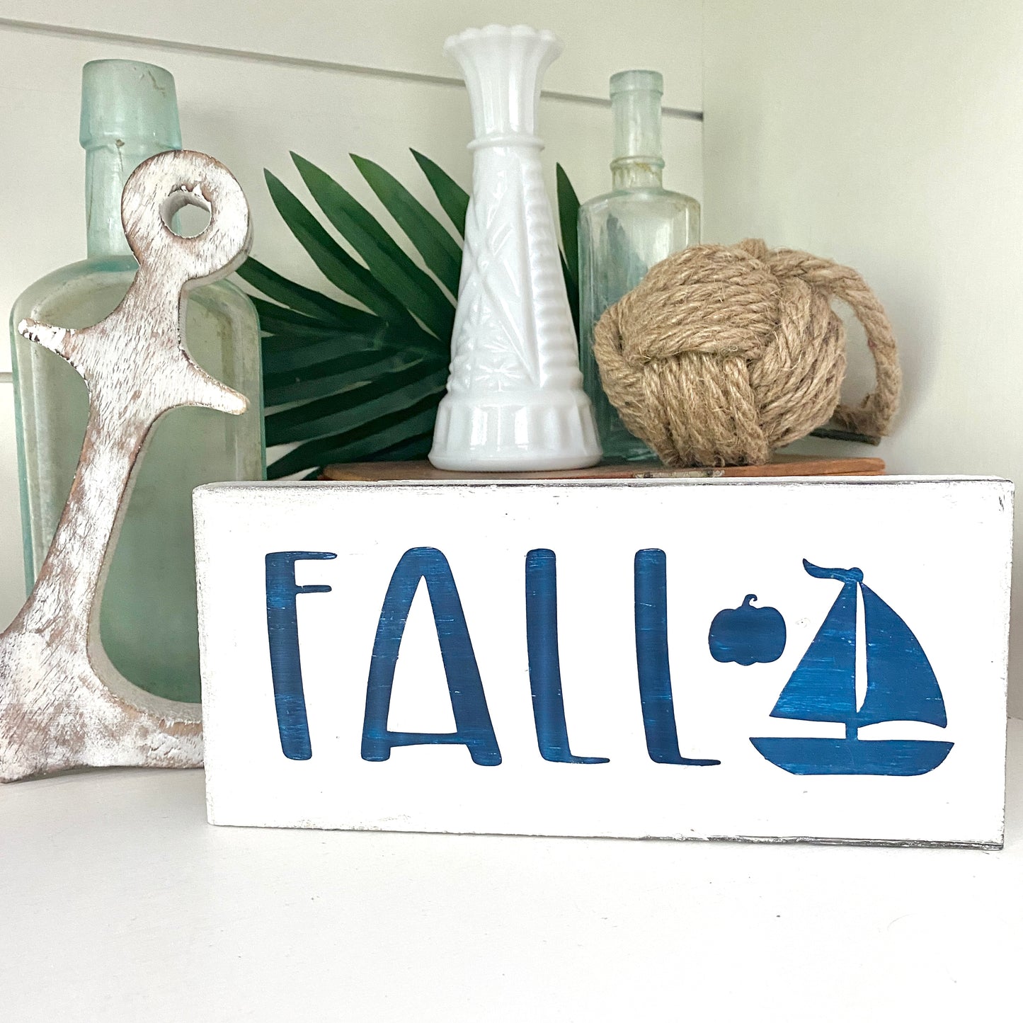 Fall Boat Pumpkin sign, 8 x 3.5 in