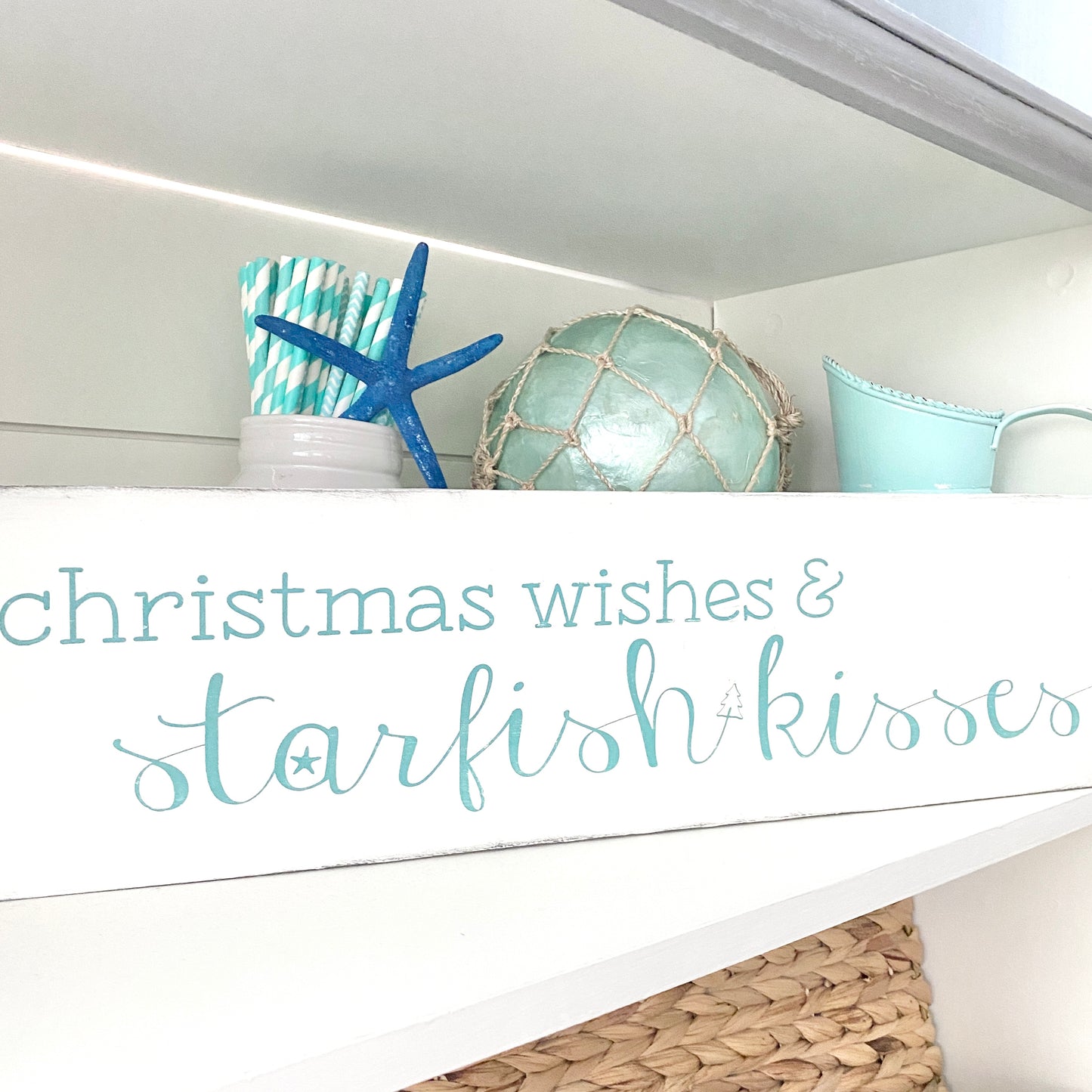 Christmas Wishes and Starfish Kisses Sign