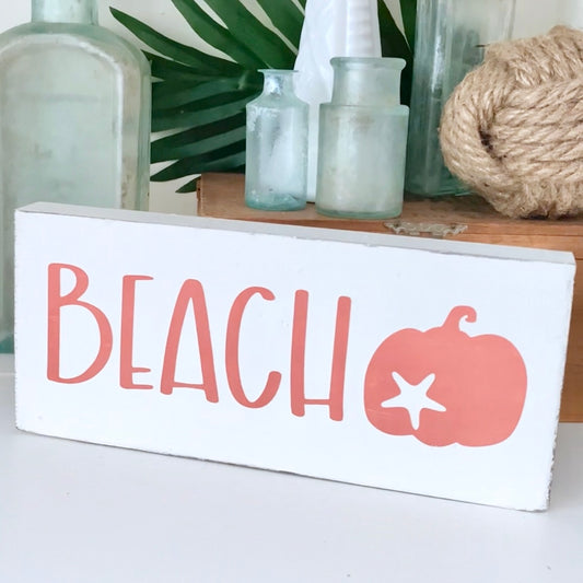 Beach Pumpkin Sign, 8 x 3in