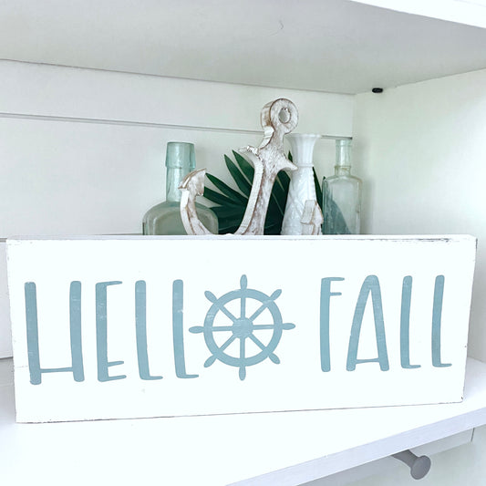 Hello Fall Ship Wheel Sign